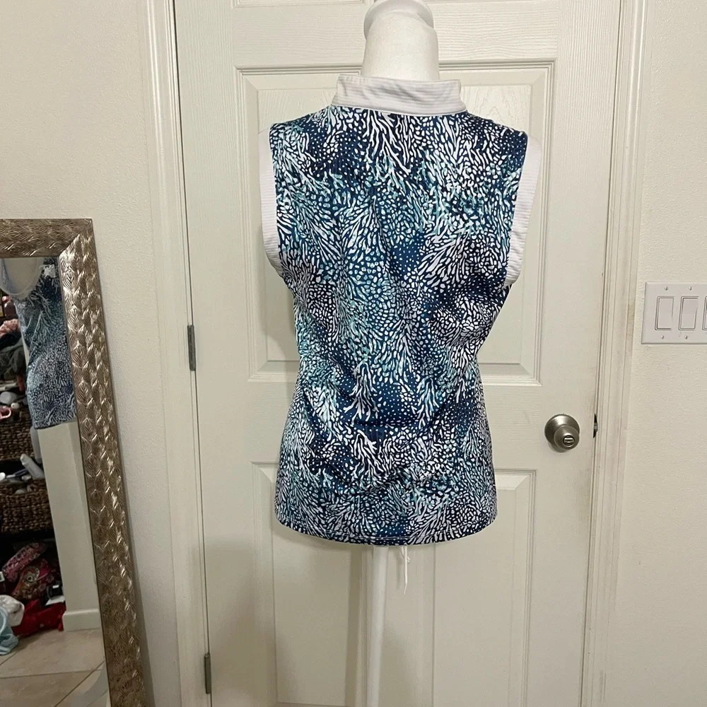 Coral Bay Golf Women's Sleeveless Blue Patterned Top - Picture 2 of 4
